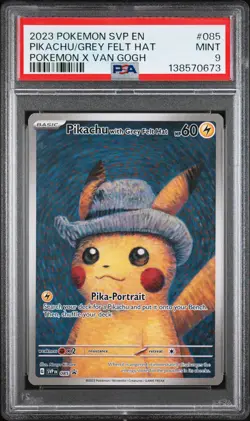 2023 POKEMON SVP POKEMON X VAN GOGH #085 PIKACHU WITH GREY FELT HAT PSA 9 - Image 1
