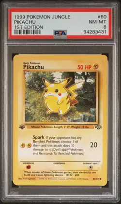 1999 POKEMON JUNGLE 1ST ED #60 PIKACHU PSA 8 - Image 1