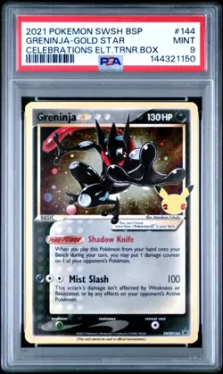 2021 POKEMON SWSH BLACK STAR PROMO #144 GRENINJA-GOLD STAR PSA 9 - Image 1