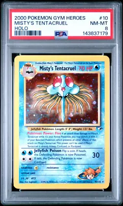 2000 POKEMON GYM HEROES HOLO #10 MISTY'S TENTACRUEL PSA 8 - Image 1