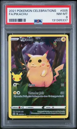 2021 POKEMON CELEBRATIONS #005 FULL ART/PIKACHU PSA 8 - Image 1