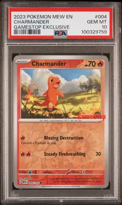 2023 POKEMON MEW EN-151 GAMESTOP EXCLUSIVE #004 CHARMANDER PSA 10 - Image 1
