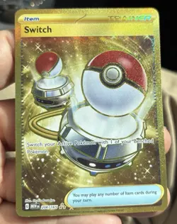POKEMON SWITCH 206/165 GOLD SECRET RARE HOLO - S&V 151 - NM - Image 1