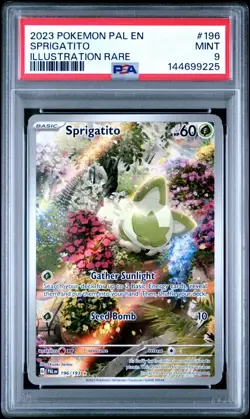 2023 Pokemon Paldea Evolved Sprigatito Illustration Rare #196 PSA 9 MINT - Image 1