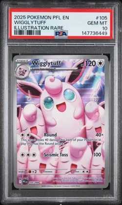 2025 POKEMON PFL EN-PHANTASMAL FLAMES ILLUSTRATION RARE #105 WIGGLYTUFF PSA 10 - Image 1