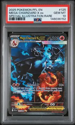 2025 POKEMON PFL EN-SPECIAL ILLUSTRATION RARE #125 MEGA CHARIZARD X EX PSA 10 - Image 1
