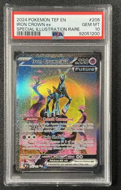 IRON CROWN EX PSA 10 2024 POKEMON TEF EN #206/162 SPECIAL ILLUSTRATION RARE 200 - Image 1