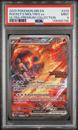2025 POKEMON DRI EN-DESTINED RIVALS #229 TEAM ROCKET'S MOLTRES EX PSA 9 - Image 1