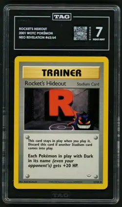 Pokemon 2001 WOTC Rocket's Hideout Neo Revelation 63/64 TAG 7 - Image 1