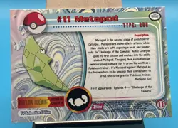 Metapod #11 Topps TV Animation Edition Series 1 Pokemon Card Red Topps Logo NM - Image 2