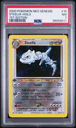2000 POKEMON NEO GENESIS 1ST ED #15 STEELIX-HOLO PSA 7 - Image 1