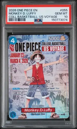 2026 ONE PIECE PROMOS COLLEGE BASKETBALL : US VOYAGE MONKEY D. LUFFY PSA 10 - Image 1