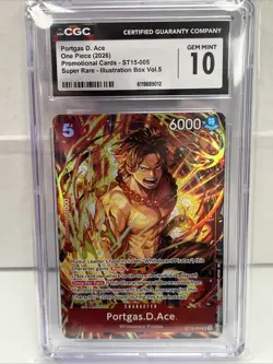 One Piece TCG Portgas D. Ace Illustration Box Promo Card Foil ST15-005 CGC 10 - Image 1