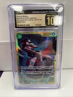One Piece CGC Pristine 10 Dracule Mihawk OP14-119 Secret Rare Japanese - Image 1