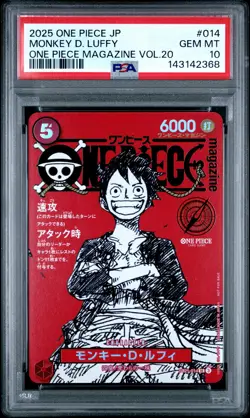 2025 ONE PIECE JPN PROMOS ONE PIECE MAGAZINE VOL.20 #014 MONKEY D. LUFFY PSA 10 - Image 1