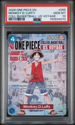 2026 ONE PIECE PROMOS COLLEGE BASKETBALL : US VOYAGE MONKEY D. LUFFY PSA 10 - Image 1