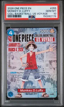 2026 ONE PIECE PROMOS COLLEGE BASKETBALL : US VOYAGE MONKEY D. LUFFY PSA 10 - Image 1