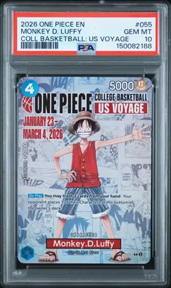 2026 ONE PIECE PROMOS COLLEGE BASKETBALL : US VOYAGE MONKEY D. LUFFY PSA 10 - Image 1
