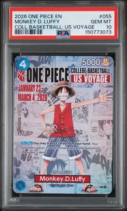 2026 ONE PIECE PROMOS COLLEGE BASKETBALL US VOYAGE MONKEY D. LUFFY PSA 10 - Image 1