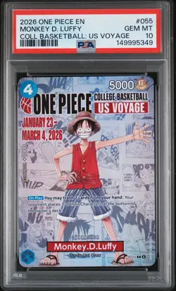 2026 ONE PIECE PROMOS COLLEGE BASKETBALL : US VOYAGE MONKEY D. LUFFY PSA 10 - Image 1