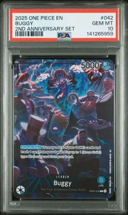 2025 ONE PIECE ENGLISH VERSION 2ND ANNIVERSARY SET #042 BUGGY PSA 10 - Image 1
