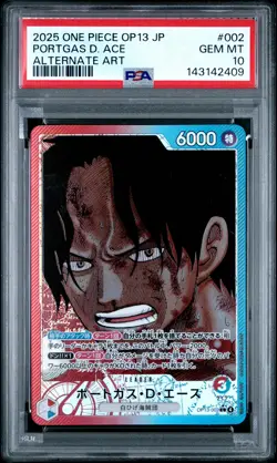 2025 ONE PIECE JPN OP13-CARRYING ON HIS WILL ALTERNATE ART PORTGAS D. ACE PSA 10 - Image 1
