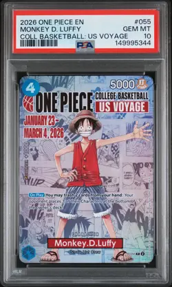 2026 ONE PIECE PROMOS COLLEGE BASKETBALL : US VOYAGE MONKEY D. LUFFY PSA 10 - Image 1