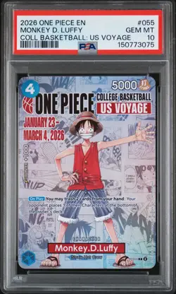 2026 ONE PIECE PROMOS COLLEGE BASKETBALL : US VOYAGE MONKEY D. LUFFY PSA 10 - Image 1