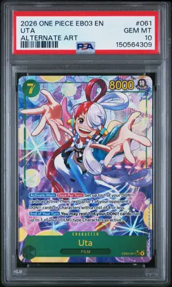 2026 ONE PIECE EB03-ONE PIECE HEROINES EDITION ALT ART #061 UTA PSA 10 - Image 1