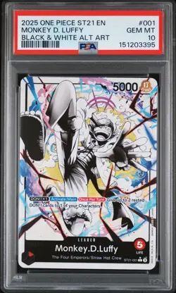 2025 ONE PIECE STARTER DECK ST21-EX GEAR 5 B/W ALT ART MONKEY D. LUFFY PSA 10 - Image 1