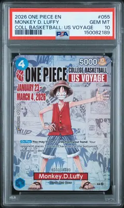 2026 ONE PIECE PROMOS COLLEGE BASKETBALL : US VOYAGE MONKEY D. LUFFY PSA 10 - Image 1