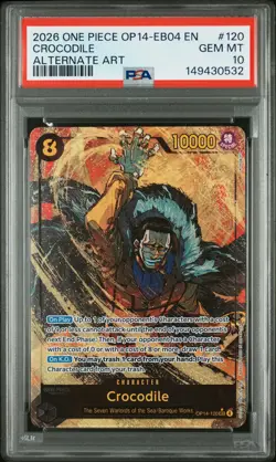 2026 ONE PIECE OP14-EB04-THE AZURE SEA'S SEVEN ALTERNATE ART CROCODILE PSA 10 - Image 1