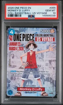 2026 ONE PIECE PROMOS COLLEGE BASKETBALL : US VOYAGE MONKEY D. LUFFY PSA 10 - Image 1