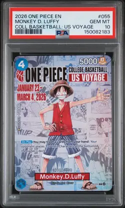2026 ONE PIECE PROMOS COLLEGE BASKETBALL : US VOYAGE MONKEY D. LUFFY PSA 10 - Image 1