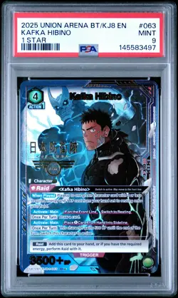 2025 UNION ARENA UE12BT/KJ8 KAIJU NO. 8 1 STAR #063 KAFKA HIBINO PSA 9 - Image 1