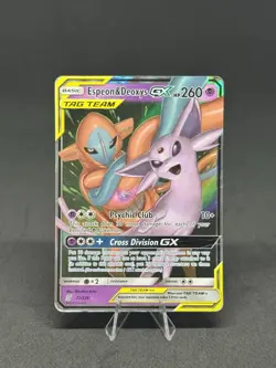 Pokemon Espeon & Deoxys GX Holo Rare Card Sun & Moon Unified Minds 72/236 - Image 1