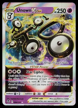 Pokemon Card - Unown VSTAR Silver Tempest 066/195 Off Center ERROR Holo - Image 1