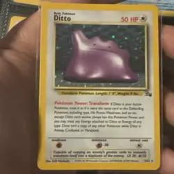 Pokemon 1999 Ditto Holofoil Card 3/62 Base Fossil Set Card RARE - Image 1
