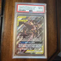 Pokemon Umbreon & Darkrai GX Full Art Holo Card SM241 PSA 8 Tag Team Promo - Image 1