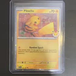 Pokemon Pikachu Promo Stamped Holo Card 2023 Day 051/162 Random Spark - Image 1