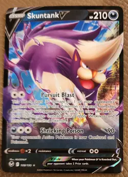 Skuntank V Full Art Holo Mint/NM Pokemon TCG Card Game 108/195 Silver Tempest - Image 1
