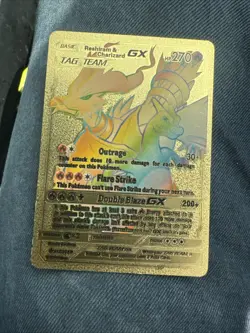 Reshiram & Charizard GX Secret Rainbow Rare Card 217/214 Gold - Image 1