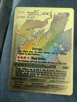 Reshiram & Charizard GX Secret Rainbow Rare Card 217/214 Gold - Image 2