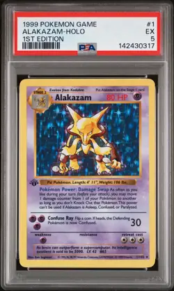 1999 POKEMON BASE SET 1ST EDITION #1 ALAKAZAM-HOLO PSA 5 - Image 1