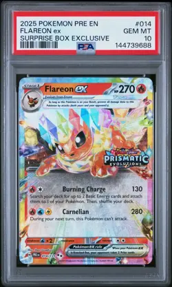 2025 POKEMON EN-PRISMATIC EVOLUTIONS SURPRISE BOX EXCLUSIVE FLAREON EX PSA 10 - Image 1