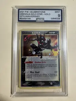 Pokemon TCG Greninja Star SWSH144 Gold Star Holo Promo 25th Anniversary AGS 9 - Image 1