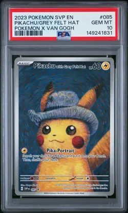 2023 POKEMON SVP POKEMON X VAN GOGH #085 PIKACHU WITH GREY FELT HAT PSA 10 - Image 1