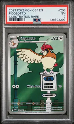 2023 POKEMON OBF EN-OBSIDIAN FLAMES ILLUSTRATION RARE #208 PIDGEOTTO PSA 7 - Image 1