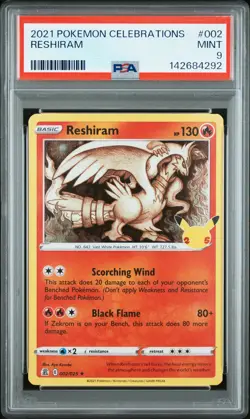 2021 POKEMON CELEBRATIONS #002 RESHIRAM PSA 9 - Image 1