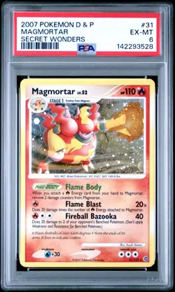 2007 POKEMON DIAMOND & PEARL SECRET WONDERS #31 MAGMORTAR PSA 6 - Image 1
